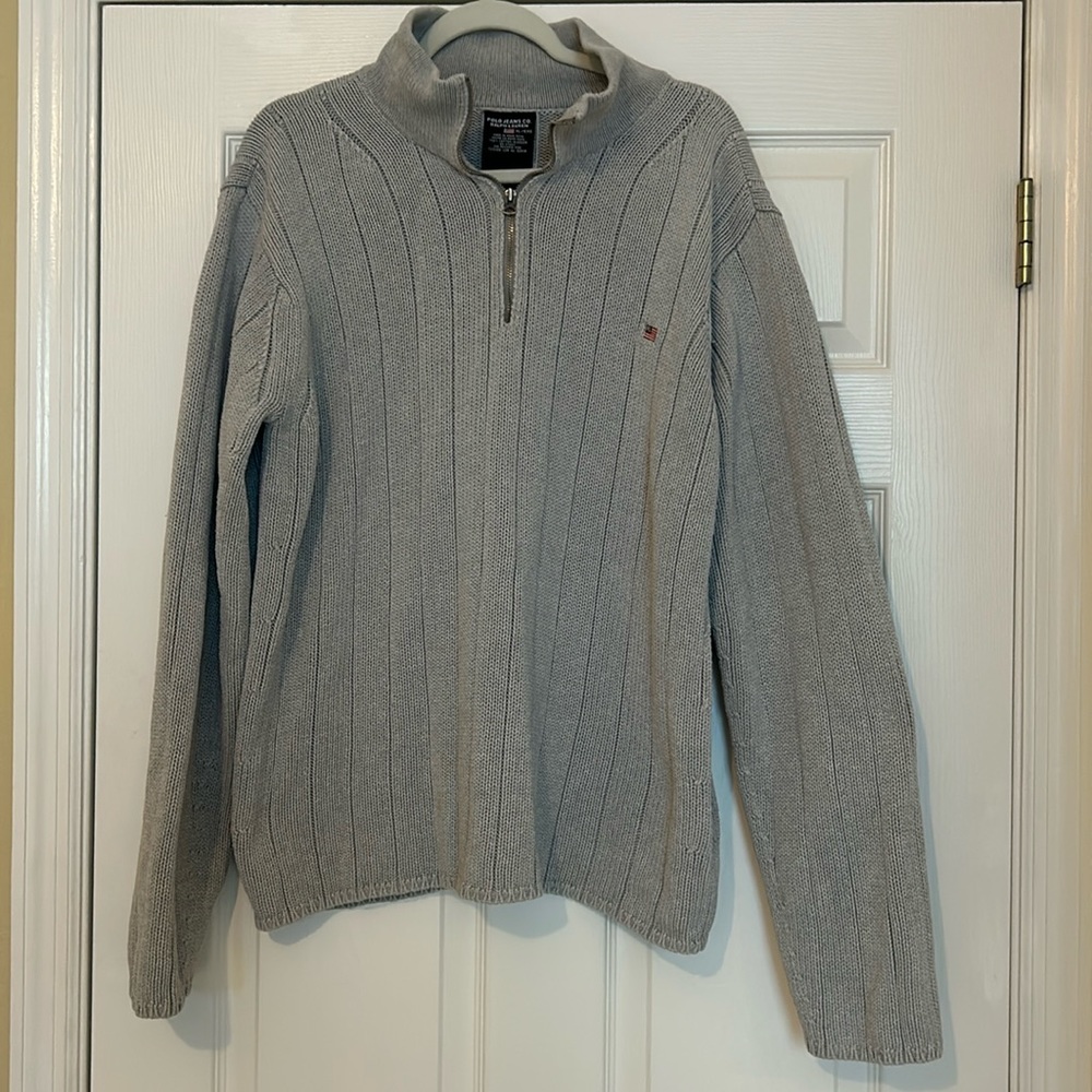 Vintage polo jeans co. Ralph Lauren grey knit zip up